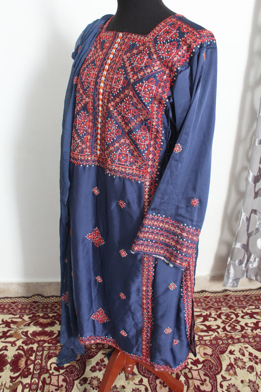 Balochi Kurta Blue (Unstitched Dress)