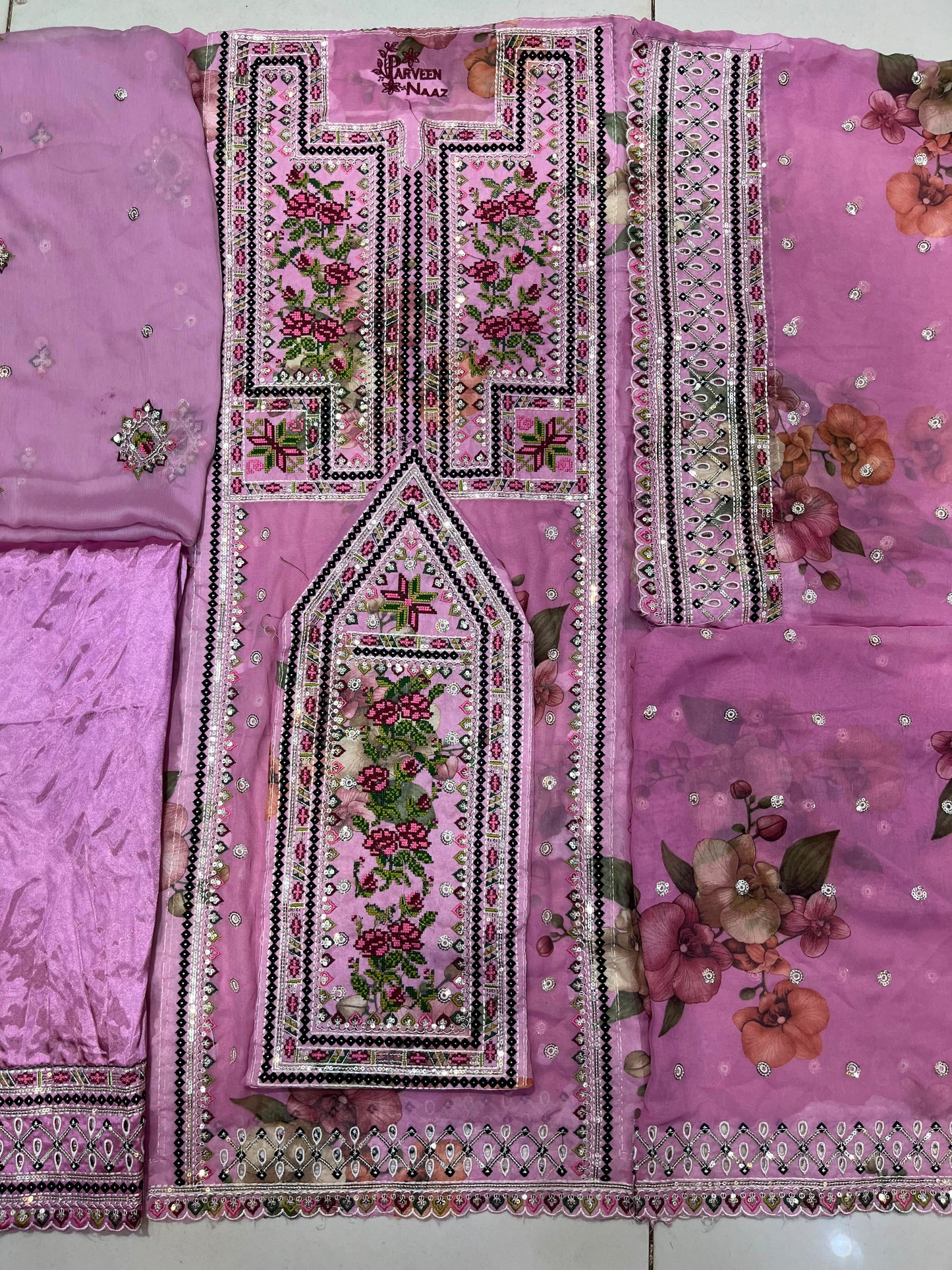 Balochi Dress Chiken kari Voile