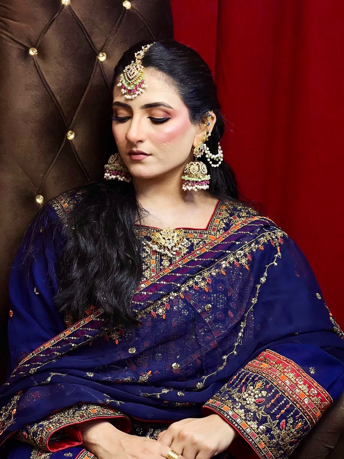 Balochi Formal Dress Navy Blue by Moomal Manahil