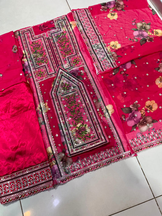 Balochi Dress Chiken kari Voile