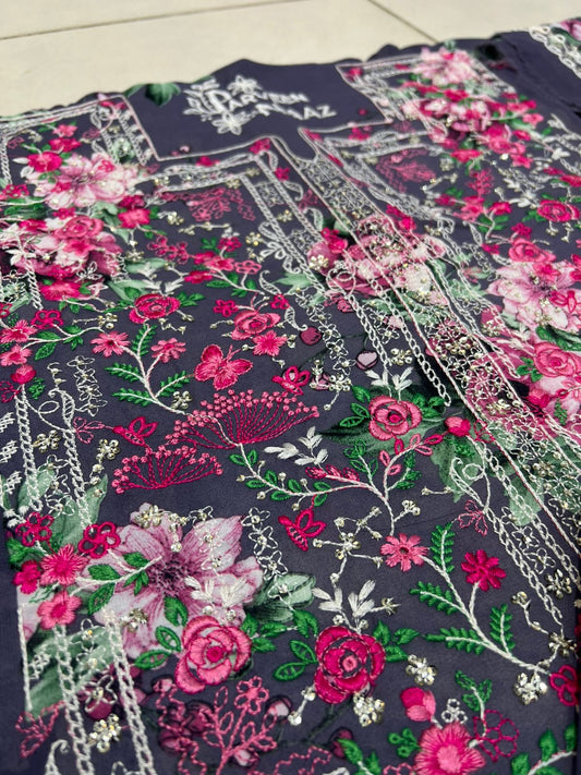 Balochi Dress ChikanKari Dark Grey