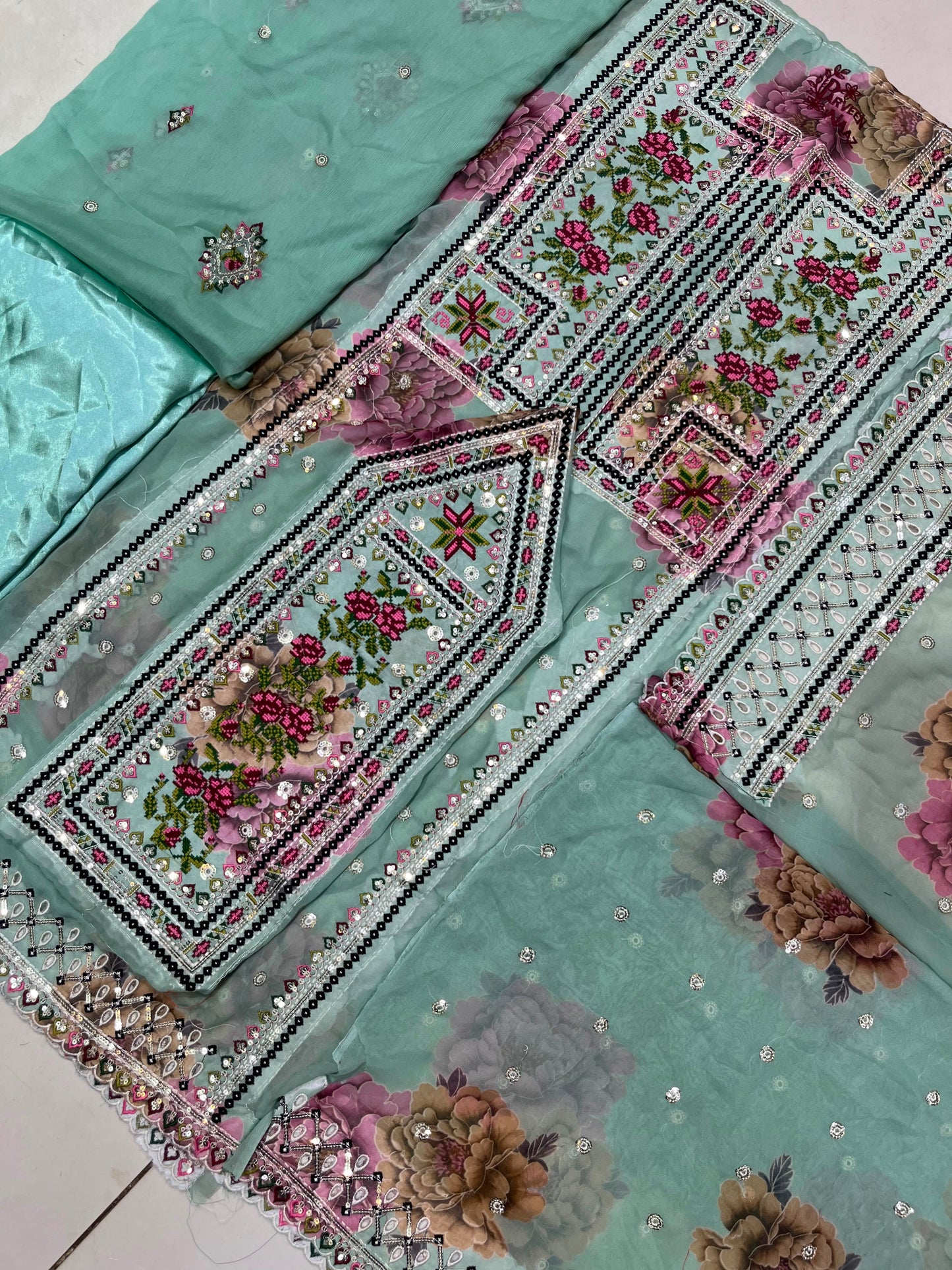 Balochi Dress Chiken kari Voile
