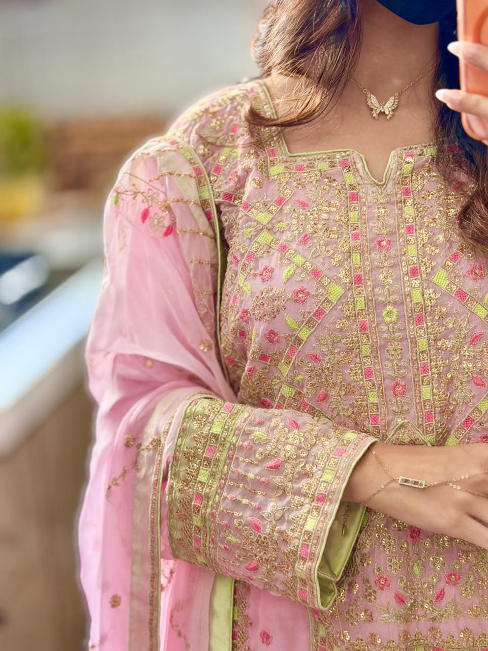 Balochi Formal Dress T Pink by Moomal Manahil