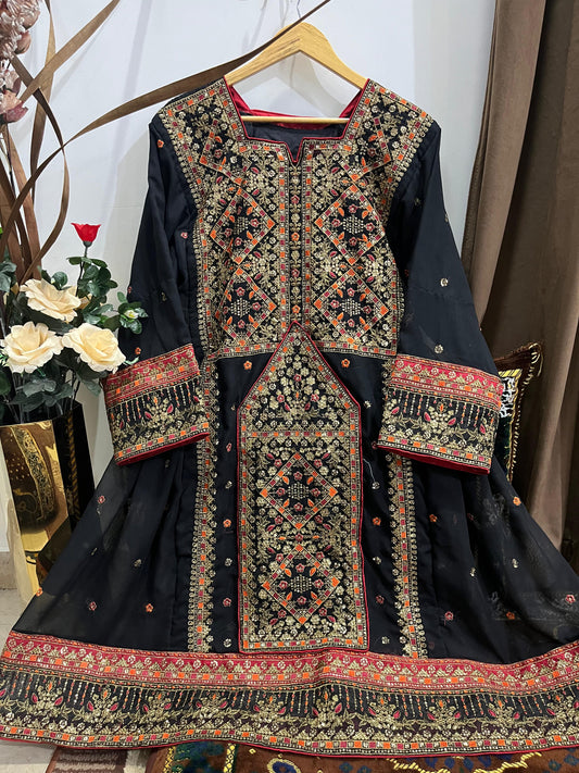 Balochi Formal Dress Black by Moomal Manahil