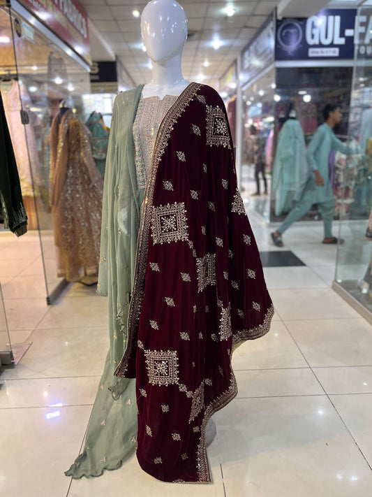 Maroon Valvet Shawl