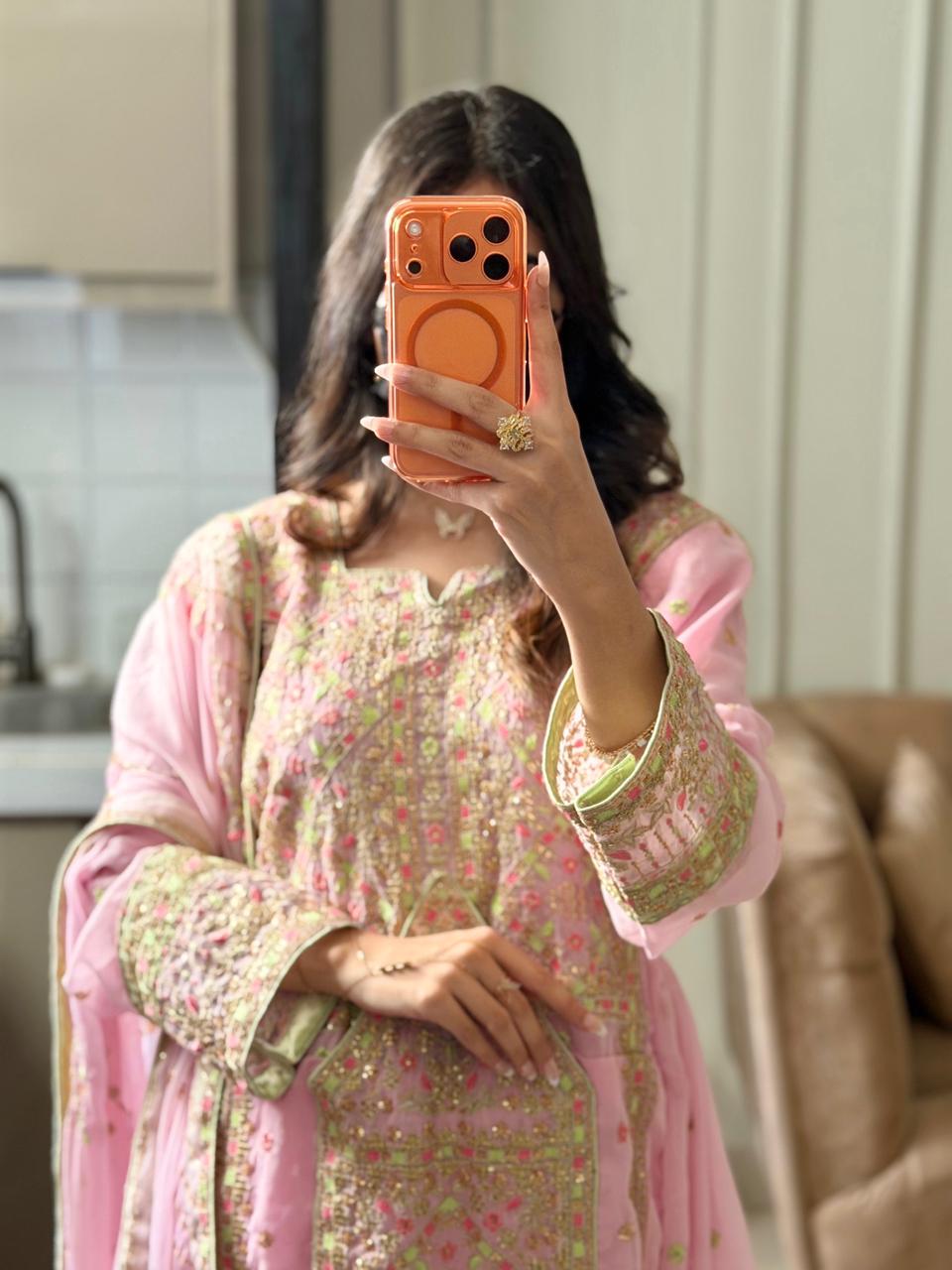 Balochi Formal Dress T Pink by Moomal Manahil