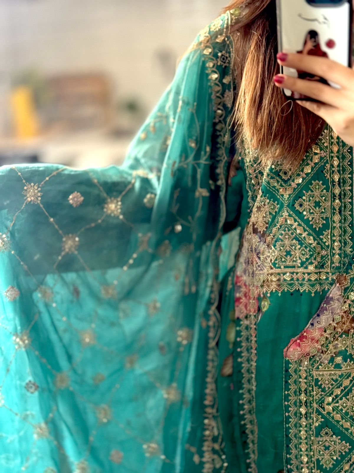 Balochi Formal Dress Ferozi