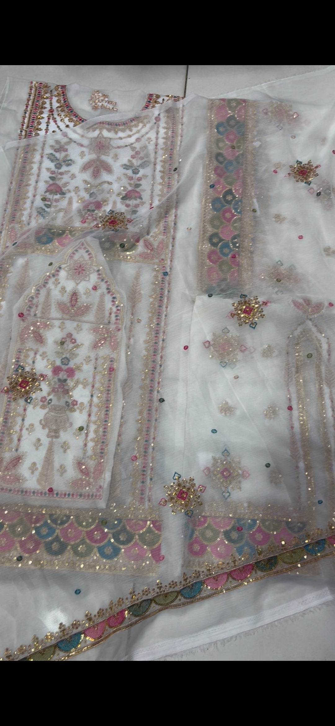 Balochi Dress White Shafoon
