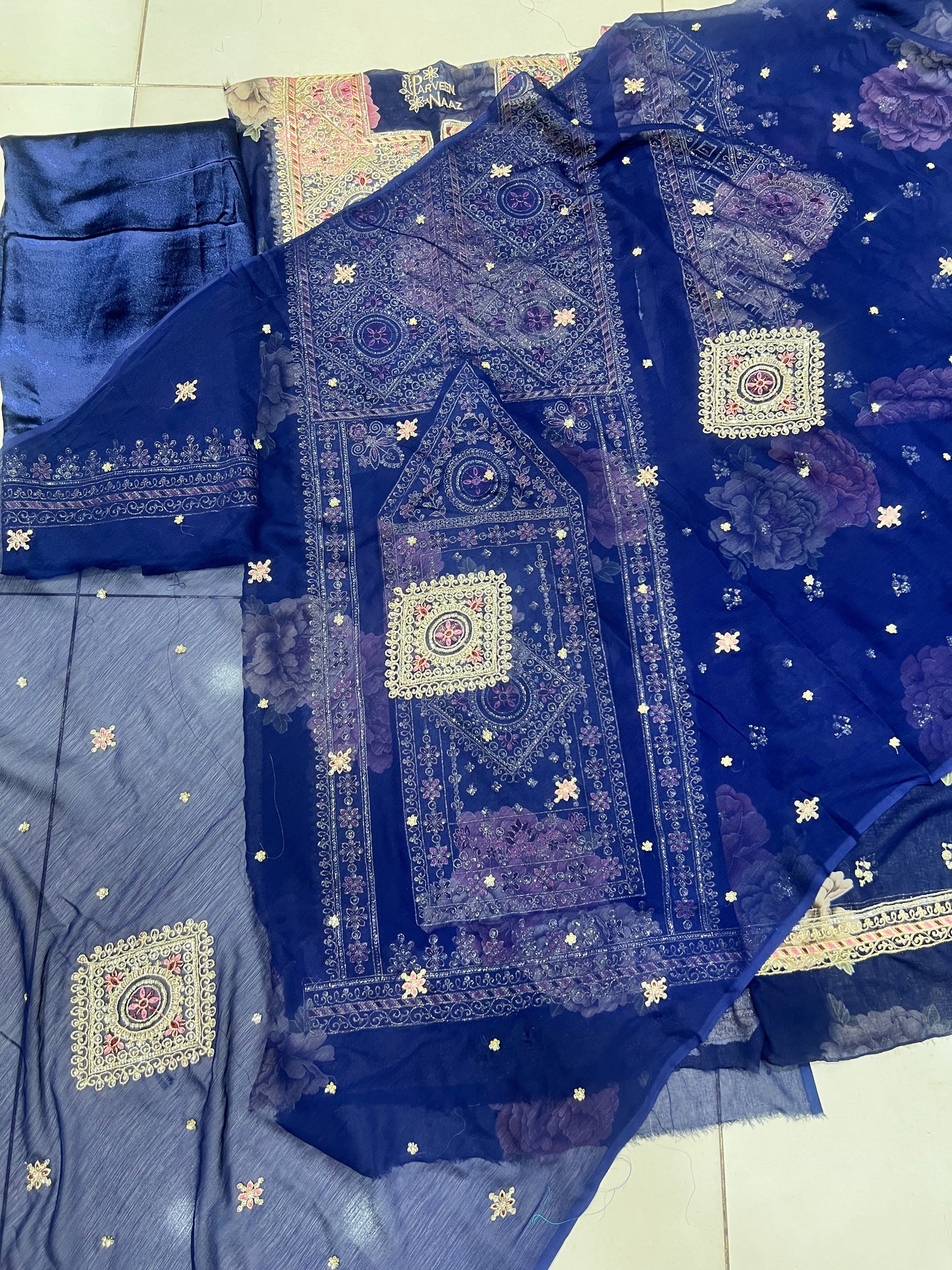 Balochi Formal Dress Navy Blue