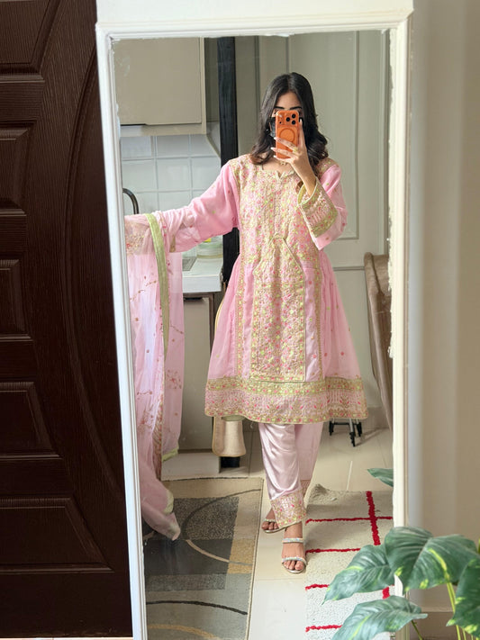 Balochi Formal Dress T Pink by Moomal Manahil