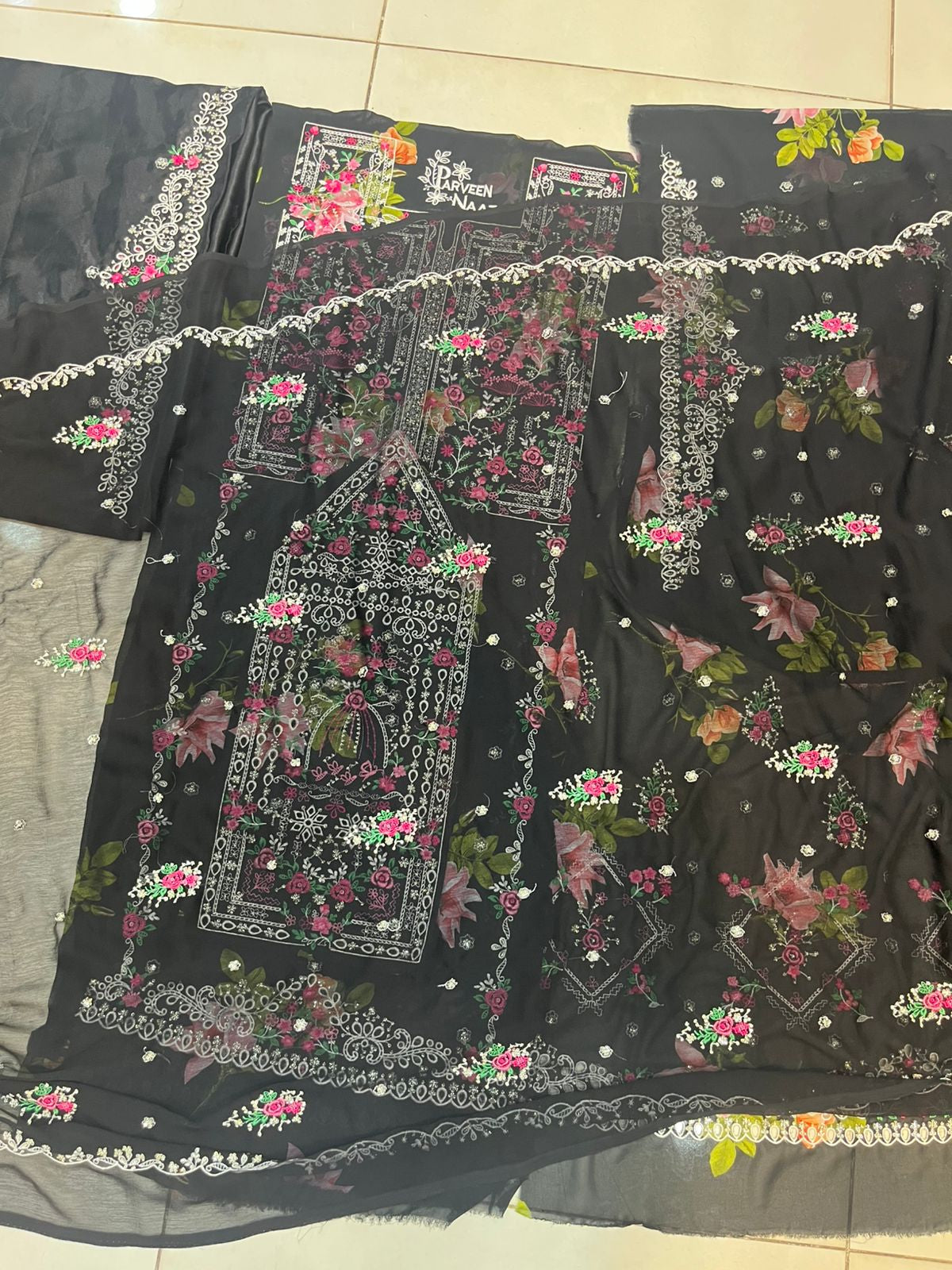 Balochi Dress ChikanKari Black