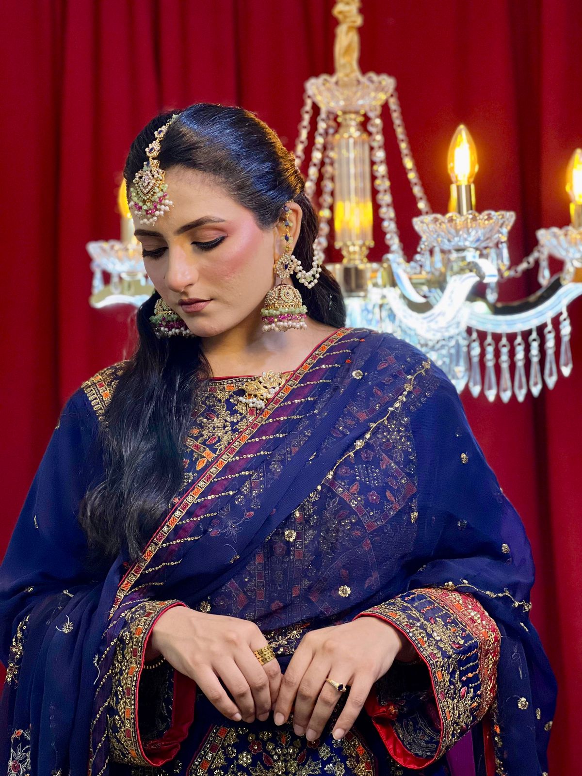 Balochi Formal Dress Navy Blue by Moomal Manahil