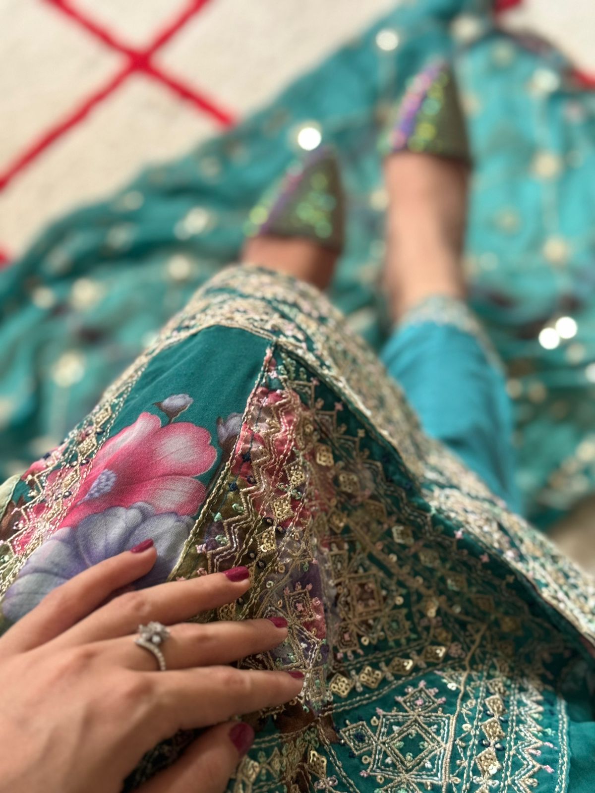 Balochi Formal Dress Ferozi