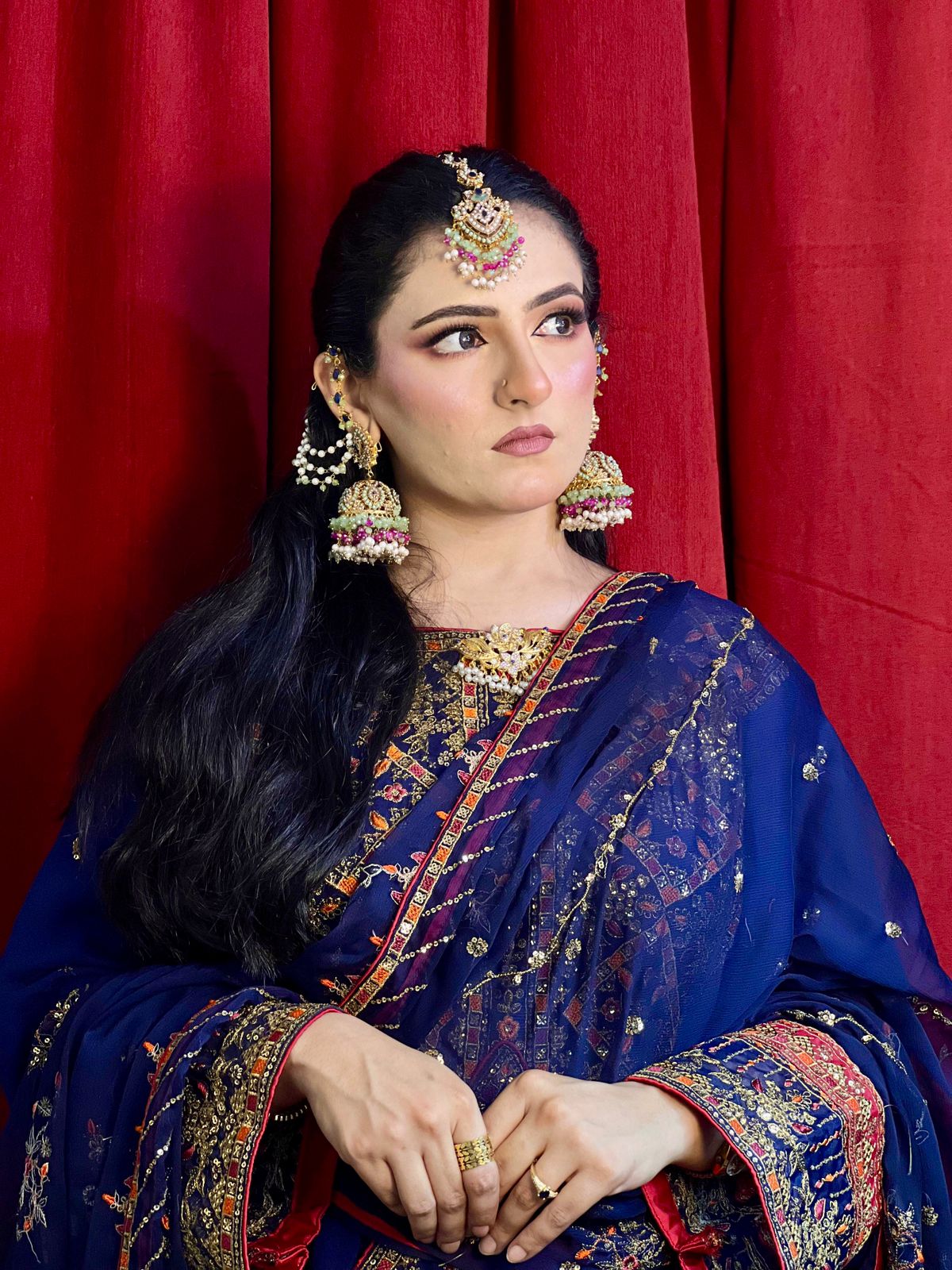 Balochi Formal Dress Navy Blue by Moomal Manahil