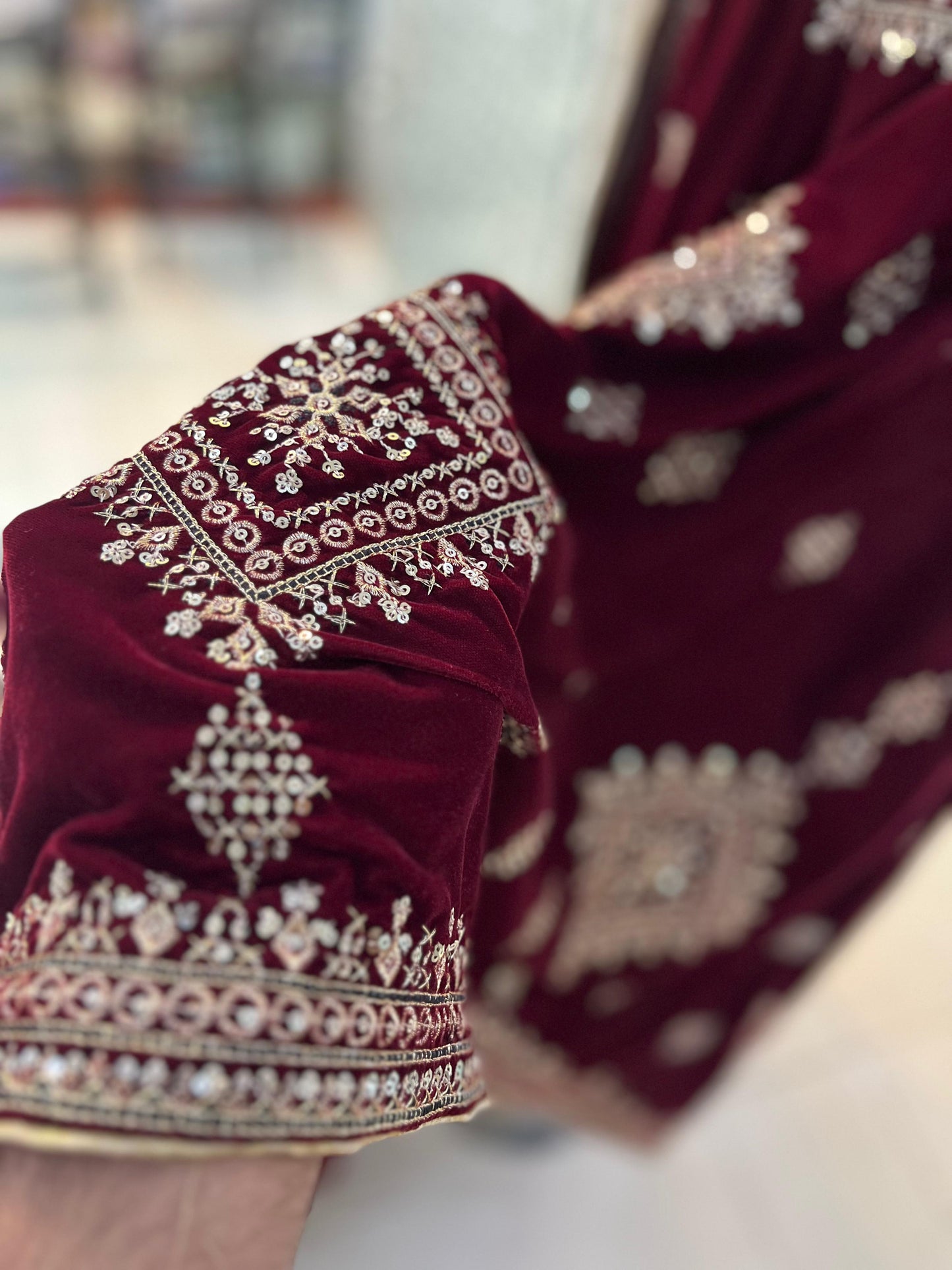 Maroon Valvet Shawl