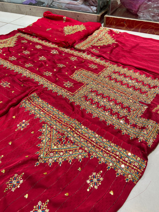 Balochi Kurta Mahrang Fabric 3 pcs (Unstitched/Stitched Both available)