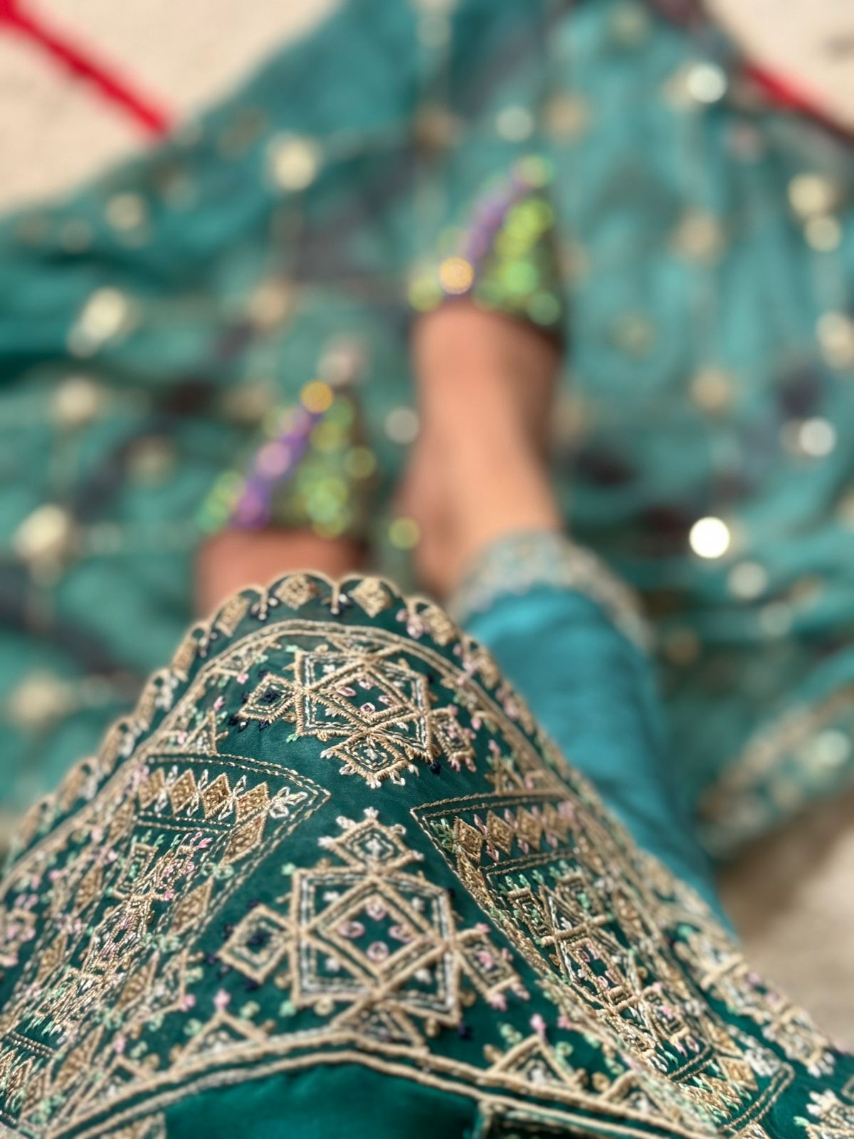 Balochi Formal Dress Ferozi