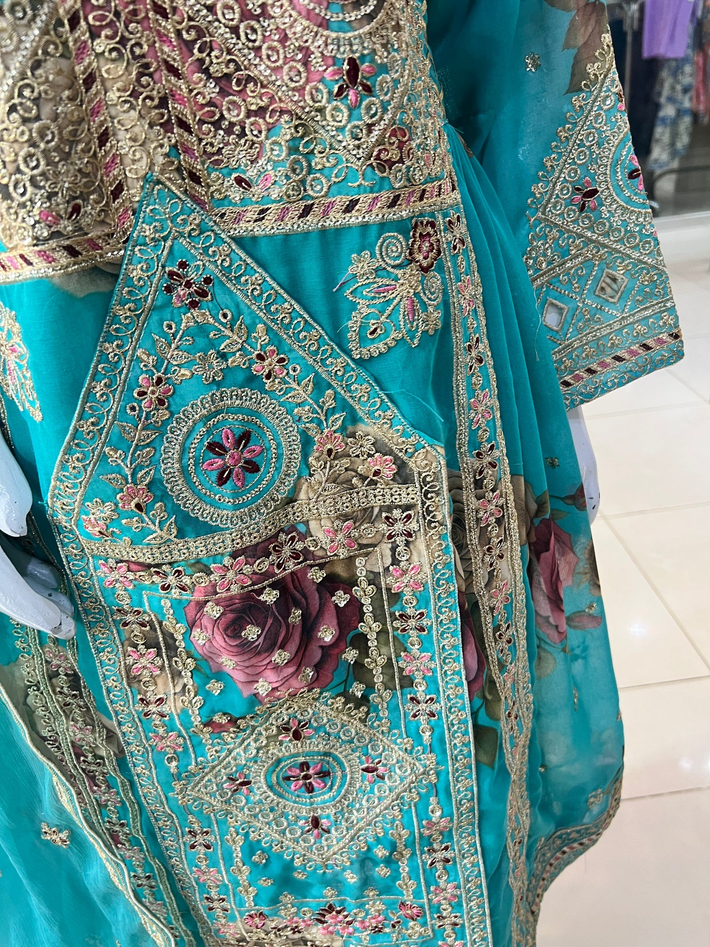Balochi Formal Dress Ferozi