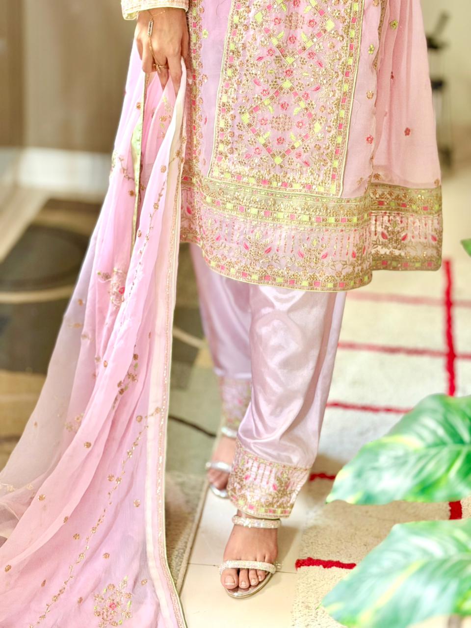 Balochi Formal Dress T Pink by Moomal Manahil