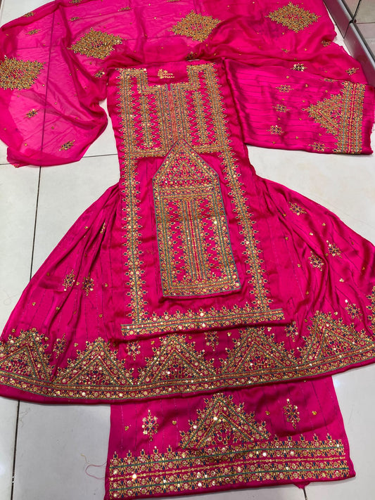 Balochi Kurta Mahrang Fabric 3 pcs (Unstitched/Stitched Both available)